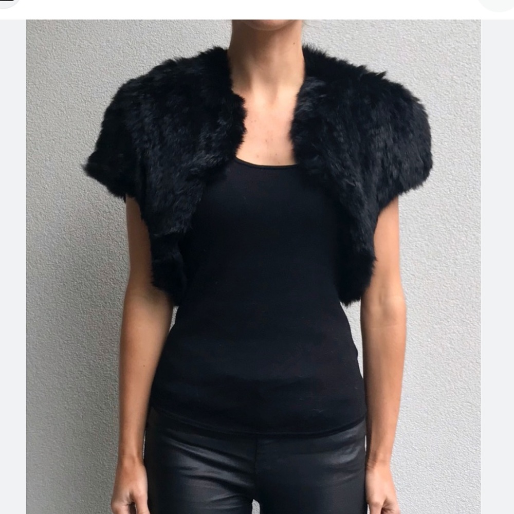 NEW Black Faux Fur Belero Jacket, Size Small